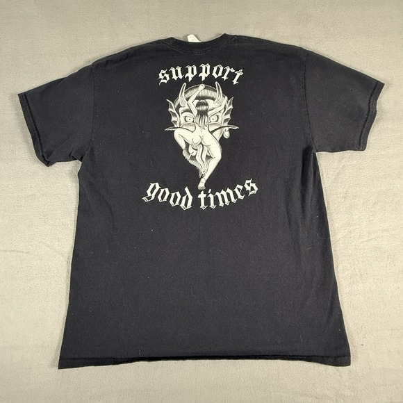 Support Good Times T-Shirt Adult Large Black White Image Devil Nude Lady Rare - Picture 1 of 6